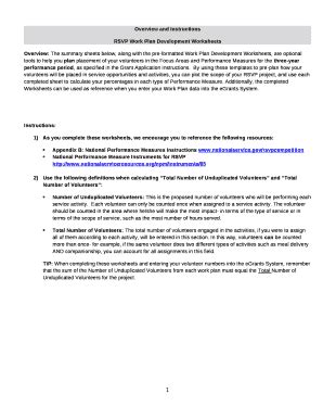 Overview: The summary sheets below, along with the pre-atted Work Plan ...