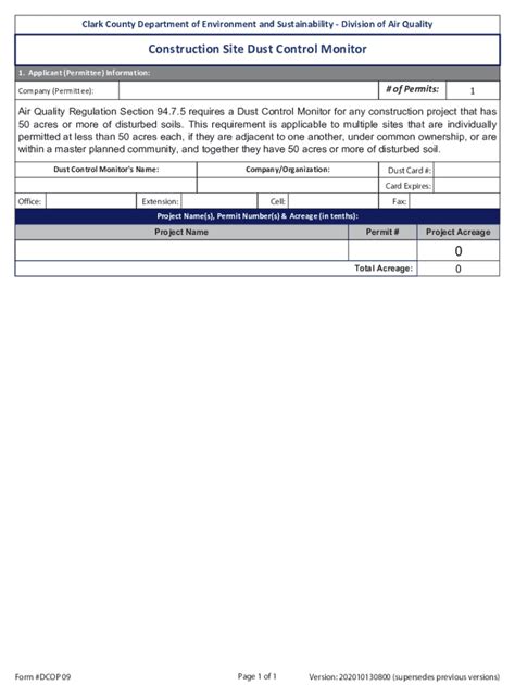 Fillable Online Dust Control Monitor Form - files.clarkcountynv.gov Fax ...
