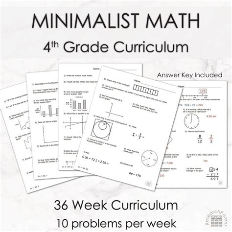 Fourth Grade Minimalist Math Homeschool Curriculum - Etsy