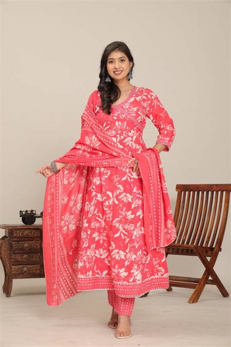 Jaipuri Flaired 01 Soft Cotton Kurti Bottom With Dupatta Collection