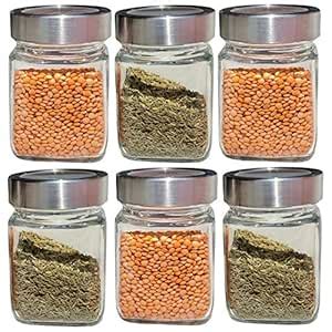 Buy Pure Source India Glass Storage Jar - 310 Ml, 6 Pieces, Transparent ...