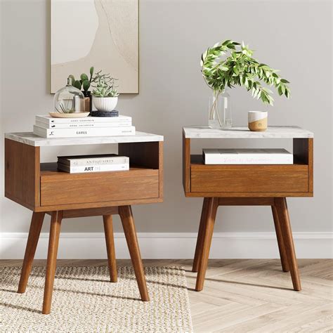 Amazon.com: Nathan James Mid-Century James Faux White Marble Accent ...