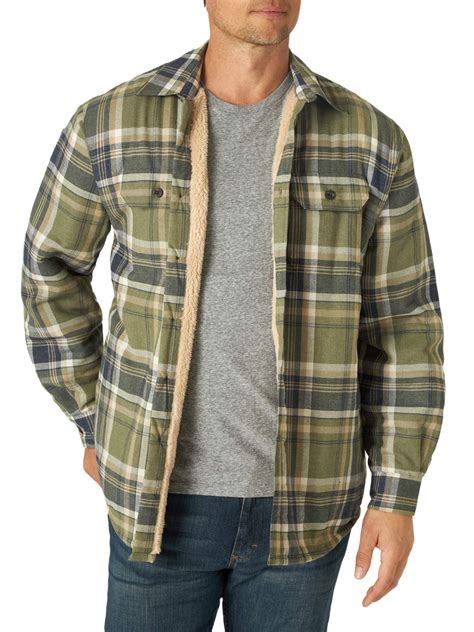 Wrangler - Wrangler Men's Sherpa Lined Flannel Heavyweight Shirt Jacket ...