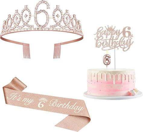 Amazon.com: 6th Birthday Decorations for Girl Including Sash, Crown ...