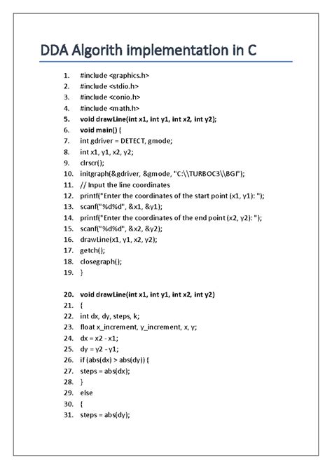 DDA Algorith implementation in C - DDA Algorith implementation in C # ...