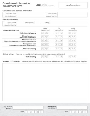 Fillable Online wbaonline amc org Case-based discussion assessment form ...
