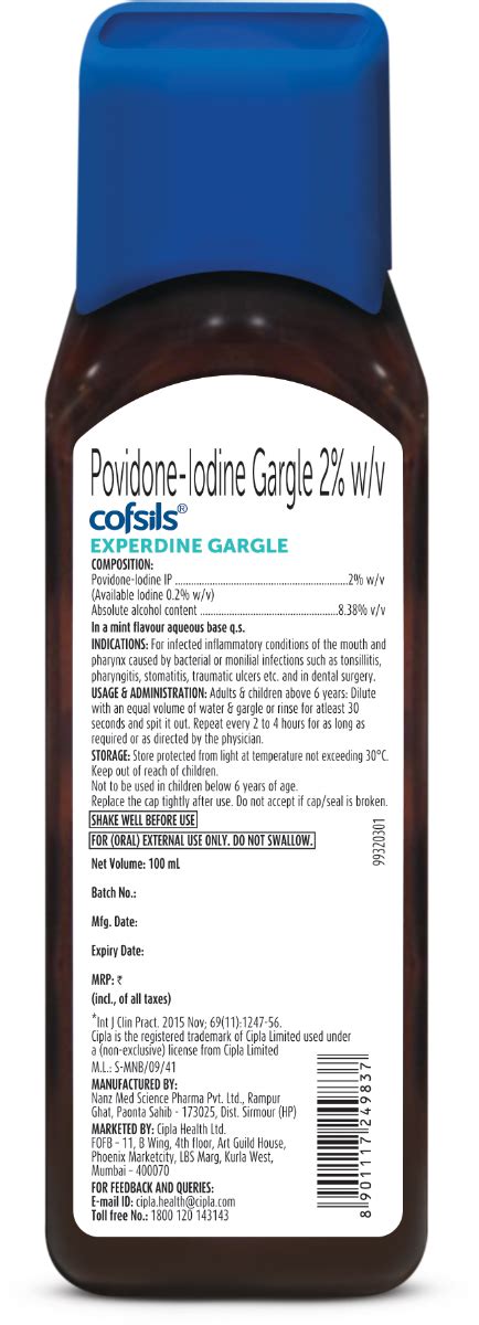 Cipla Cofsils Experdine Gargle, 100 ml Price, Uses, Side Effects ...