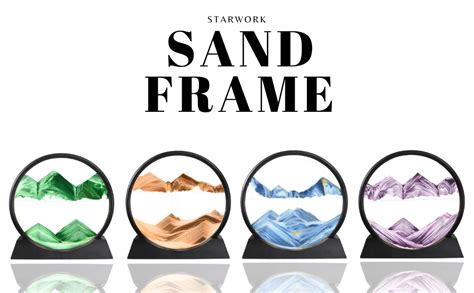 STAR WORK Moving Sand Art Picture Round Glass 3D Deep Sea Sand scape in ...