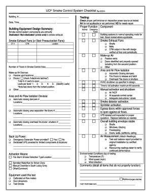 Fillable Online ehs ucf Smoke Control System Maintenance Checklist ...
