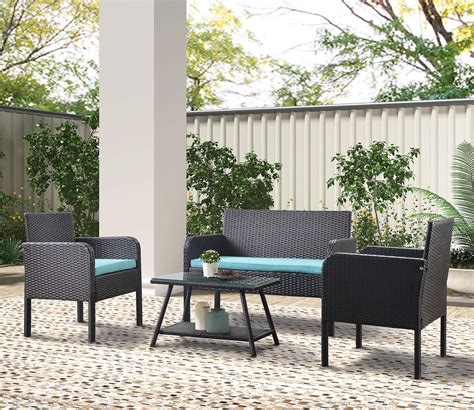 Buy 4 Piece Rattan Sofa Outdoor Patio Furniture Set Wicker Conversation ...