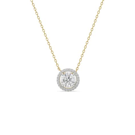 Buy 1.5 CT Round Halo Glistening Lab Diamond Pendant Online At Emori