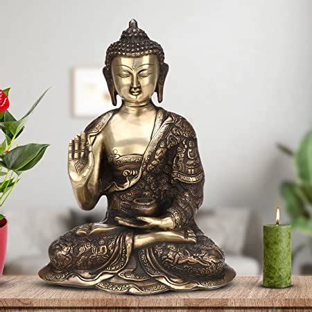 ARTVARKO 1 Feet Large Brass Buddha Idol Hand Crafted Lifestory Buddha ...