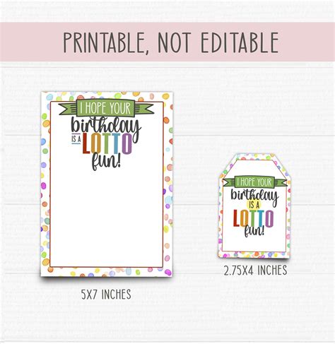 Printable Birthday Lottery Ticket Gift Card and Tag. Hope Your Birthday ...