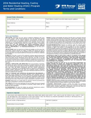 2013 Residential HVAC Program Terms And Conditions - DTE Energy - Fill ...