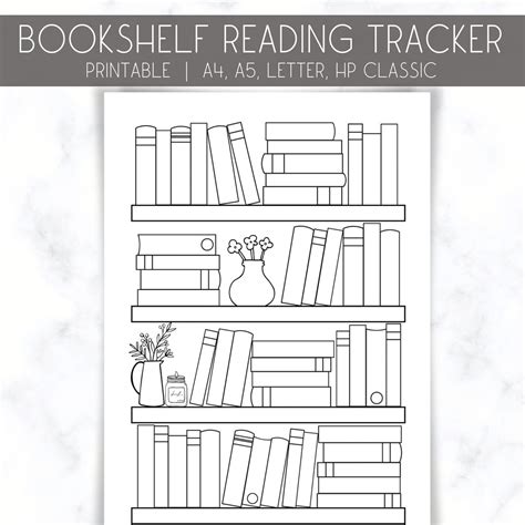 Bookshelf Reading Tracker Printable, Reading Log A4 A5 Letter HP ...