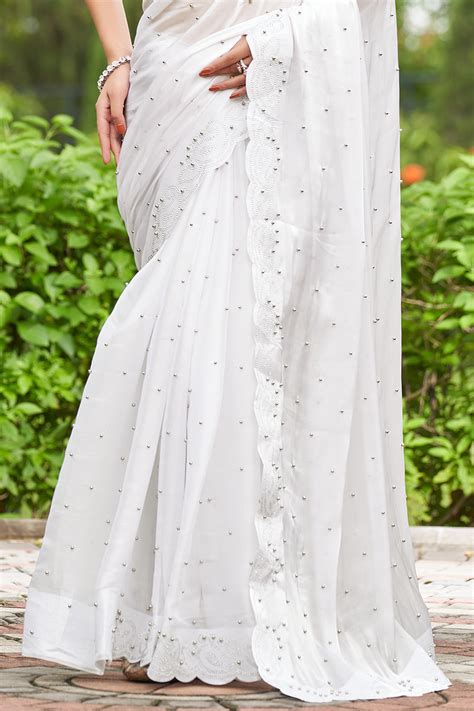 Buy White Organza Saree 19997 Online | Karagiri