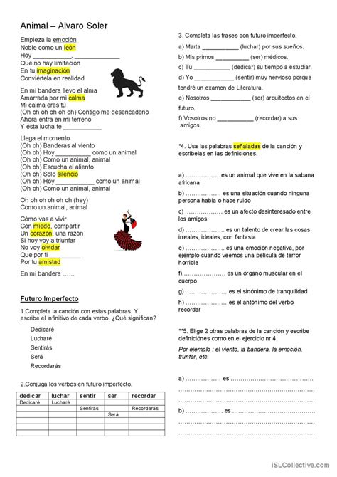 Animal alvaro Soler: English ESL worksheets pdf & doc