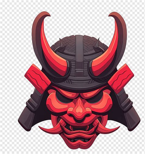 Japanese oni mask, red samurai mask, png | PNGWing