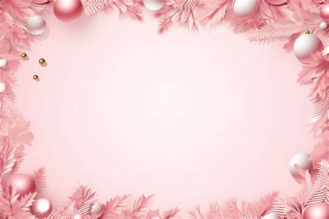 Pink Christmas Background with Ornaments
