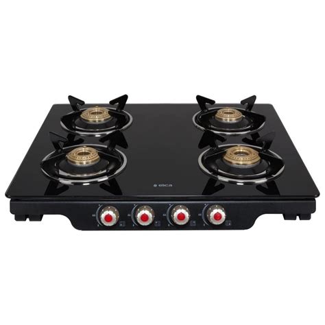 Elica Glass 4 Burner Gas Stove (Patio ICT 460 BLK S) – Kitchen Brand Store