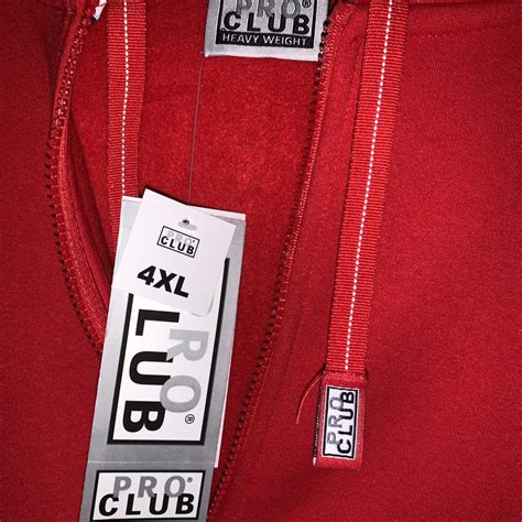 Red Pro Club heavyweight zip-up hoodie Size 4XL... - Depop