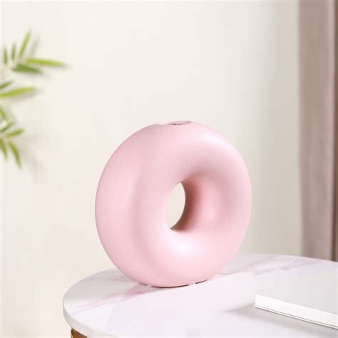 Round Donut Ceramic Vase Pink Online - Premium Vase | Nestasia