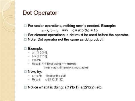 Image result for Dot Operator MATLAB