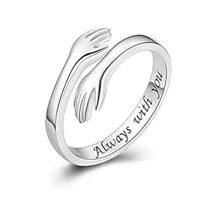 University Trendz Always With You Silver Stainless Steel Hug Ring ...