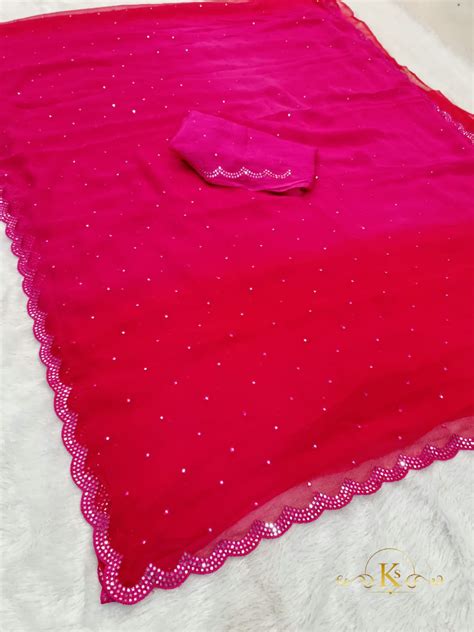Pure Chiffon Saree With Hand Embroidery – Krishna Saree