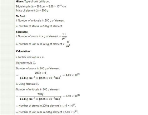 An element has a bcc structure with a unit cell edge length of 288 pm ...