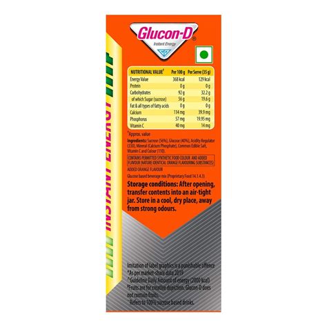 Glucon-D Instant Energy Drink Tangy Orange Flavour Powder, 100 gm ...