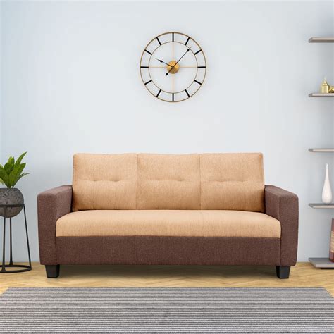 Buy Fabric 3 Seater Sofa Set (Ease Sand Brown) Online at Best Price ...