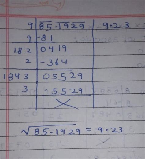 square root of 85.1929STEP BY STEP EXPLAINATION - Brainly.in