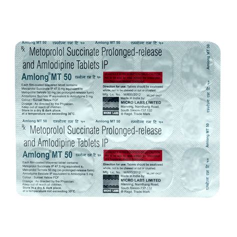 Amlong MT 50 Tablet | Uses, Side Effects, Price | Apollo Pharmacy