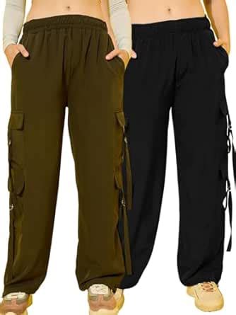 Buy DIMPY GARMENTS Black Dark Green Women's Snug Fit Multi Pockets ...