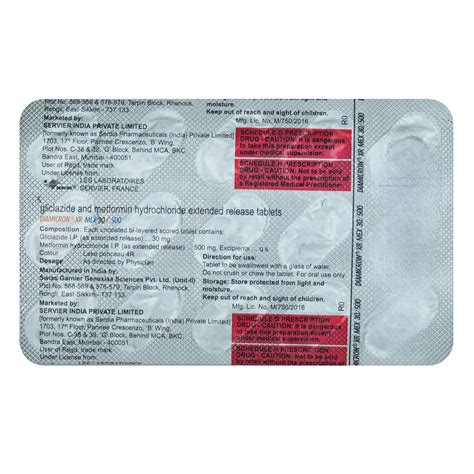Diamicron XR Mex 30/500 Tablet | Uses, Side Effects, Price | Apollo ...