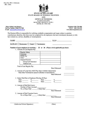 Fillable Online Pension Creditable Compensation (School) (Form PCC-1 ...