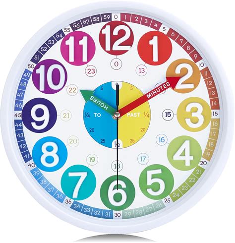 Lafocuse 12 Inch Silent Colorful 3D Numbers Telling Time Teaching Clock ...