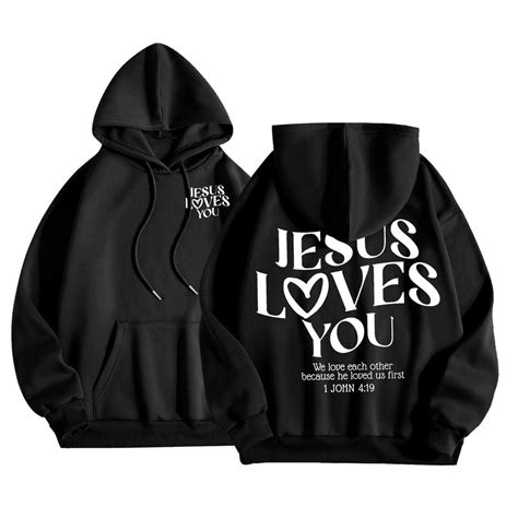Jesus Loves You Hoodie Christian Sweatshirt for Women Long Sleeve Jesus ...