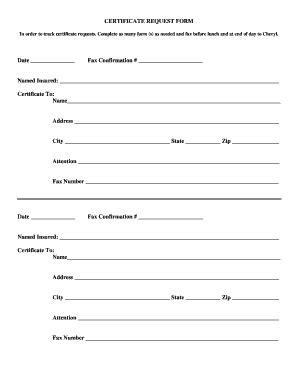 Fillable Online CERTIFICATE REQUEST FORM - midaminsurance.com Fax Email ...