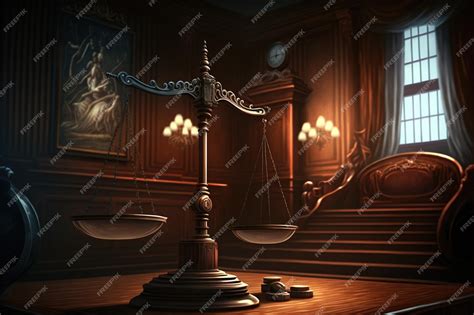 Premium Photo | Scales in the room in victorian style justice themis law courthouse jury trial ...