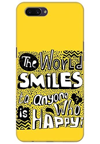 World Smiles When Happy Printed Back Cover Phone Case for Oppo A3s Back ...