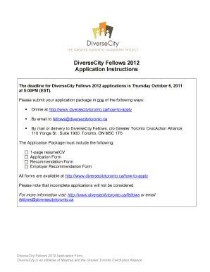Fillable Online DiverseCity Fellows 2012 Application Instructions Fax ...