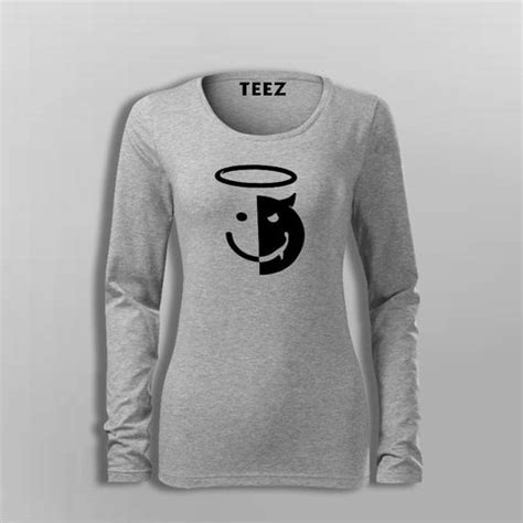 Angel Devil Smiley Face T-Shirt For Women – TEEZ.in