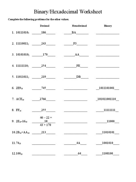 Image result for Decimal to Binary Conversion Problem Worksheet