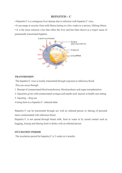 Hepatitis C - jasmine ouseph - HEPATITIS – C Hepatitis C is a ...