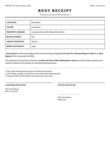 Rent Receipt Generator - Create HRA Rent Receipts Online | Try Free ...