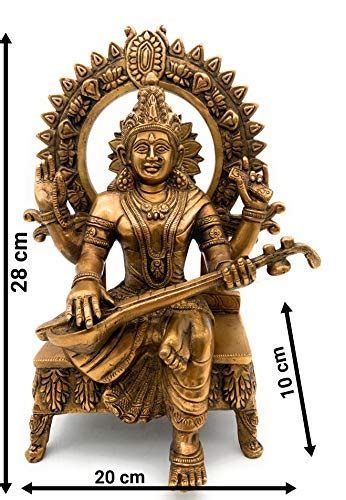 Buy Bhunes Brass Saraswati Idol| Brass Saraswati Statue| Goddess ...