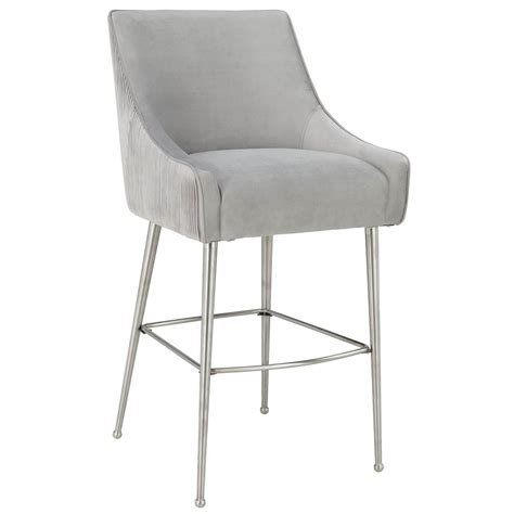 Beatrix Pleated Bar & Counter Stool, Light Grey – High Fashion Home