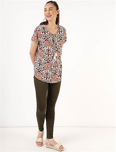 Buy Pure Viscose Floral Tie-Up Neck Top at Marks & Spencer